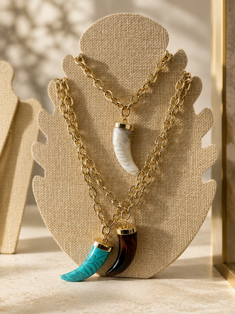 Collar de cuerno statement - Dorado (tono ambar)