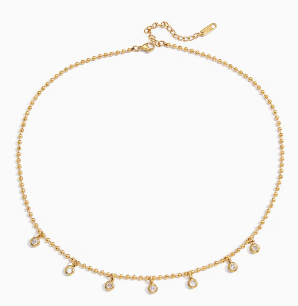 Cadena con Gotas de Cristales - Clear Gold
