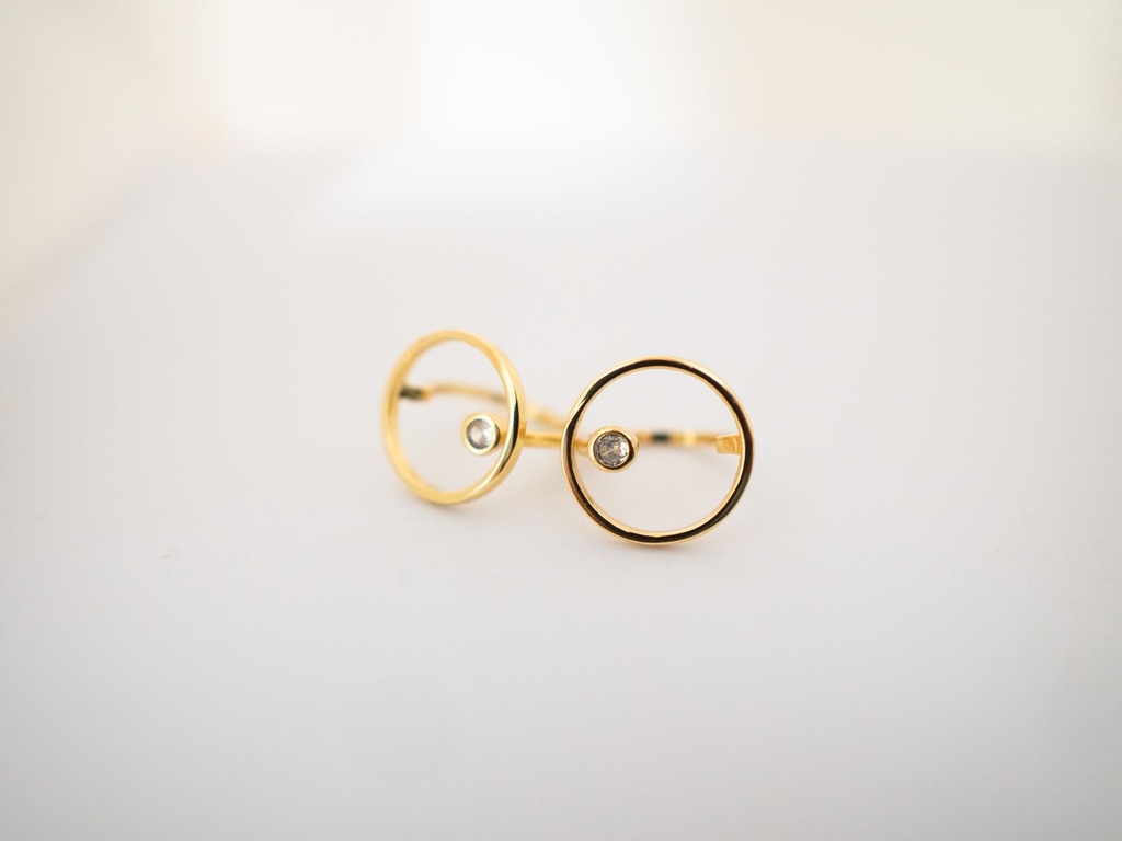 Anillo Cristal Dorado Stainless Steel