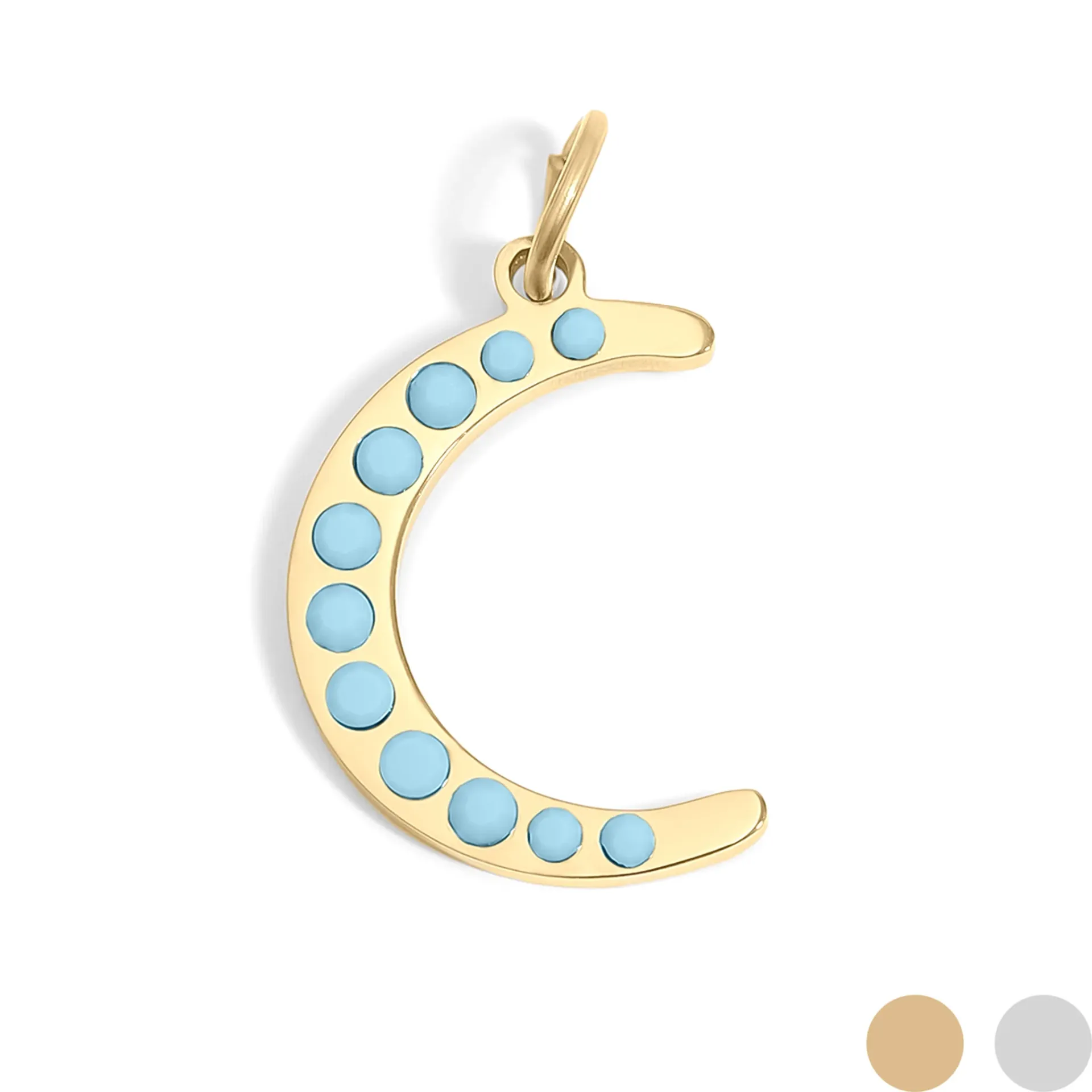 Stainless Steel Turquoise Stone Moon Charm (gold)