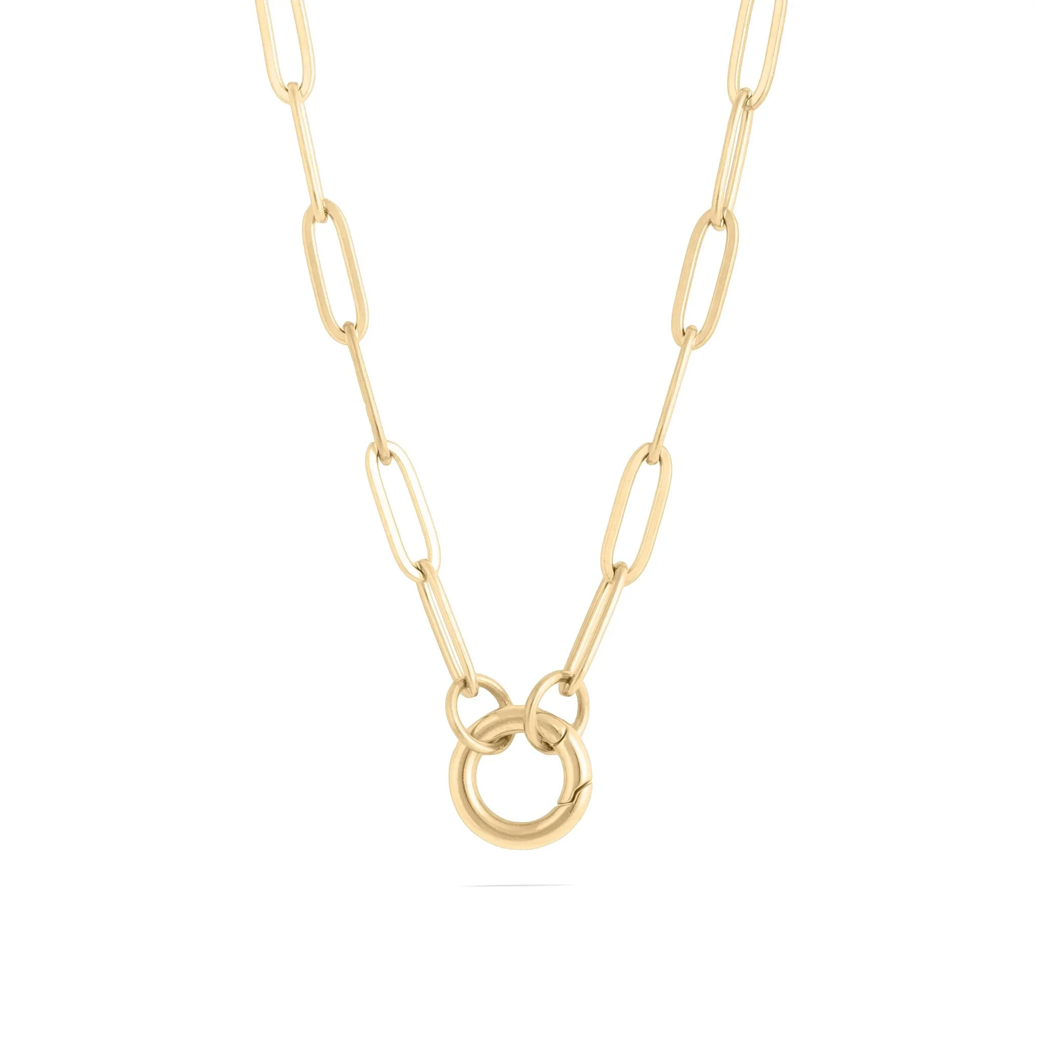 [CHN9951GF-Gold] Collar Paperclip Charm Keeper, 16"+2"