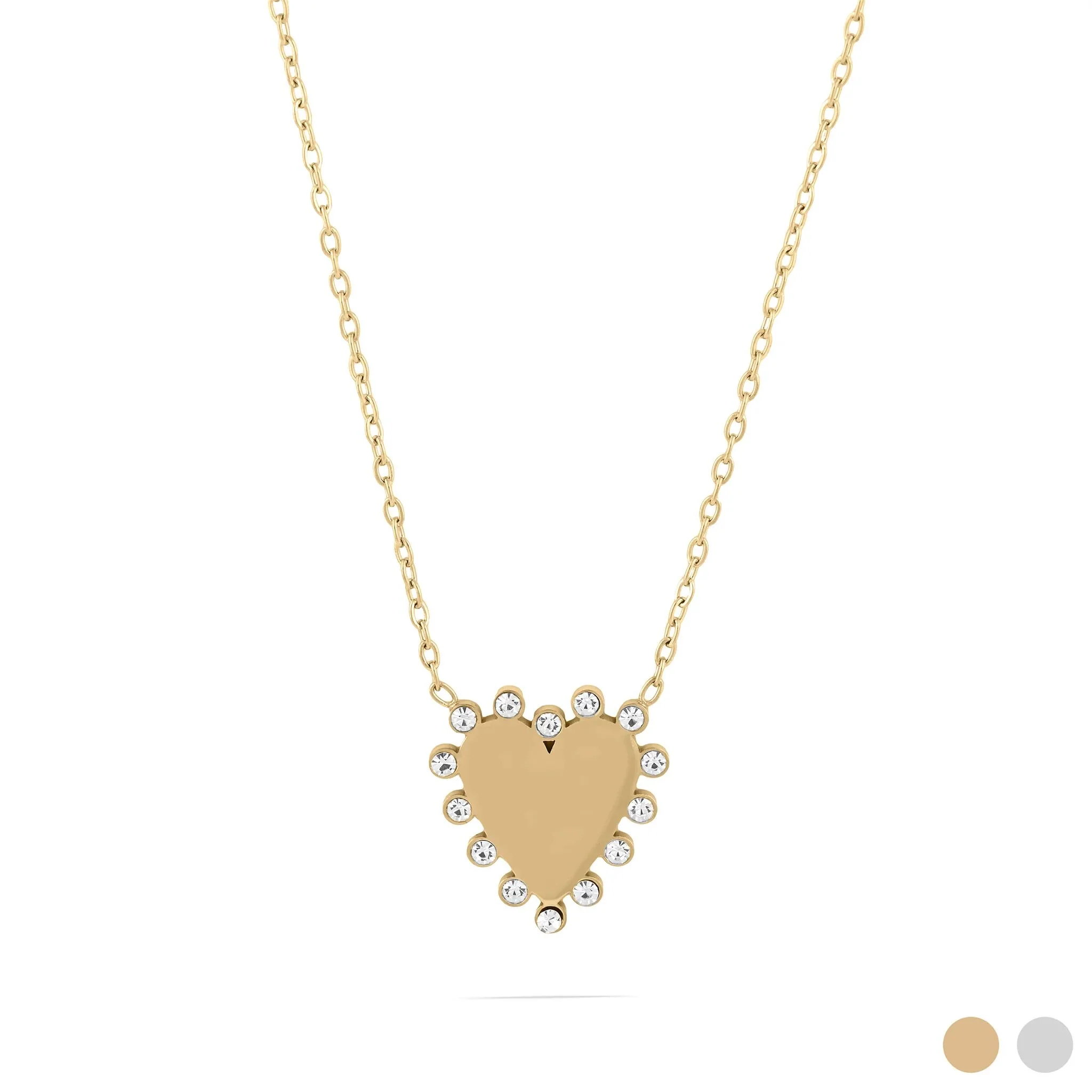 [CHN0196-Gold] Collar Heart Pendant, 16"+2"