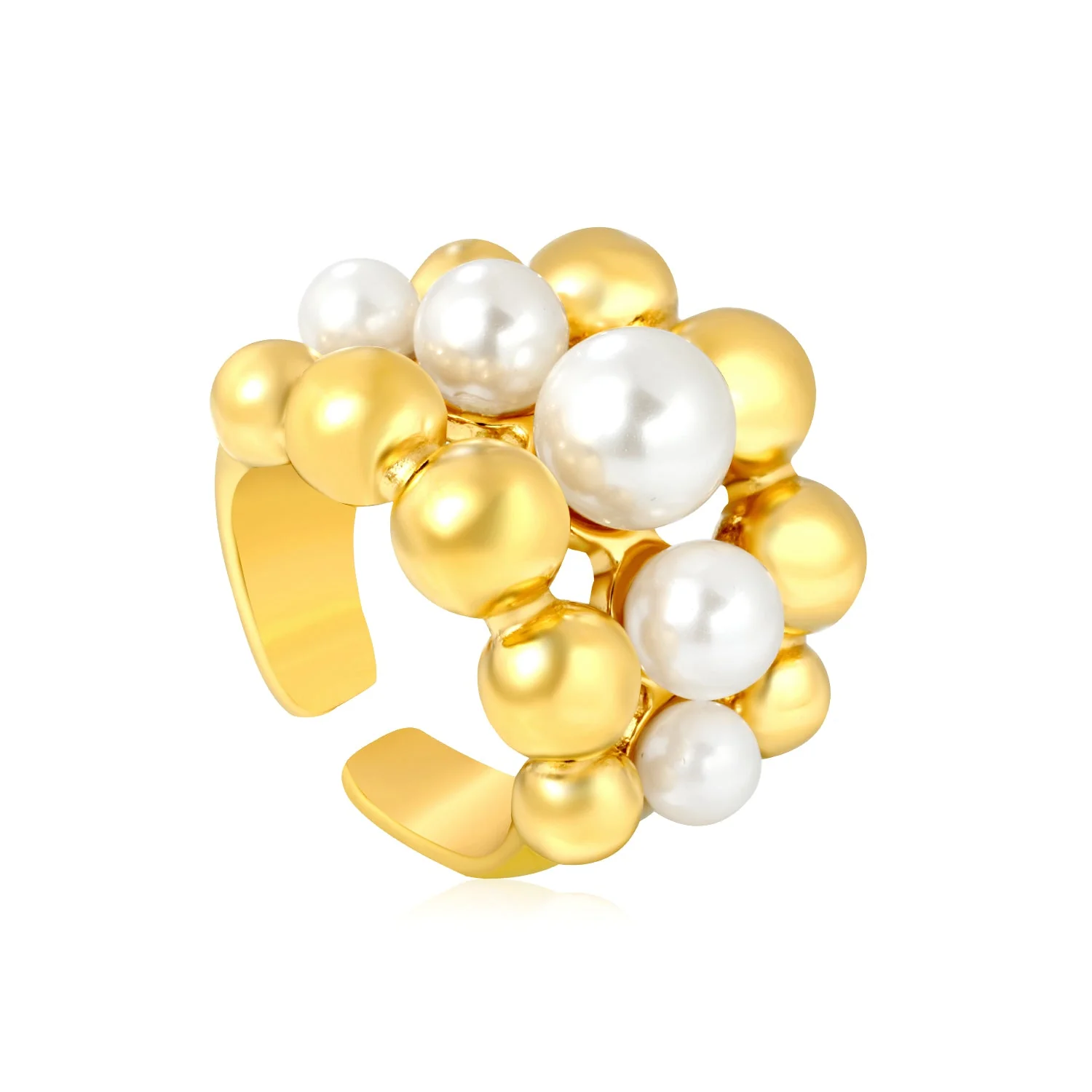 [JW-038] Anillo Pearl Bead Cluster #7