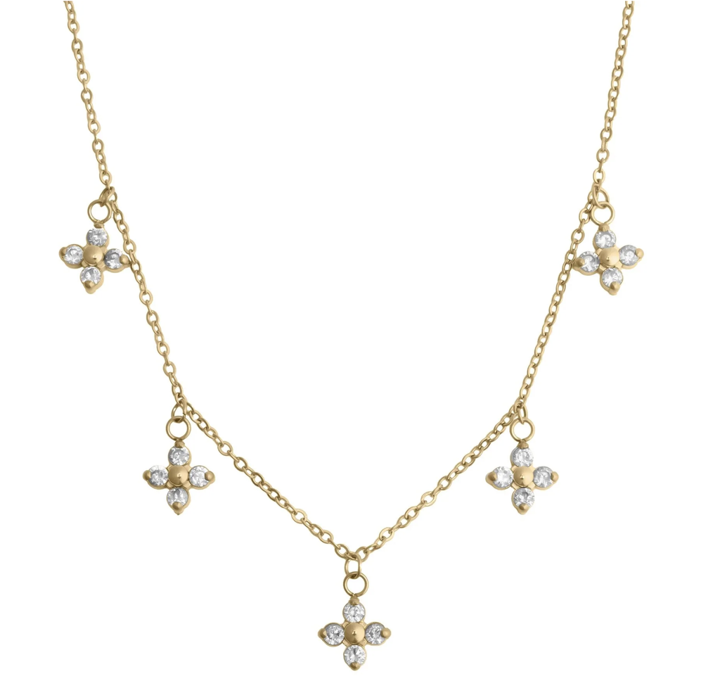 Collar Floral CZ Silver