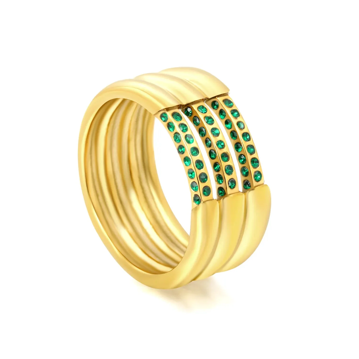 Anillo Emerald Three Row Ring