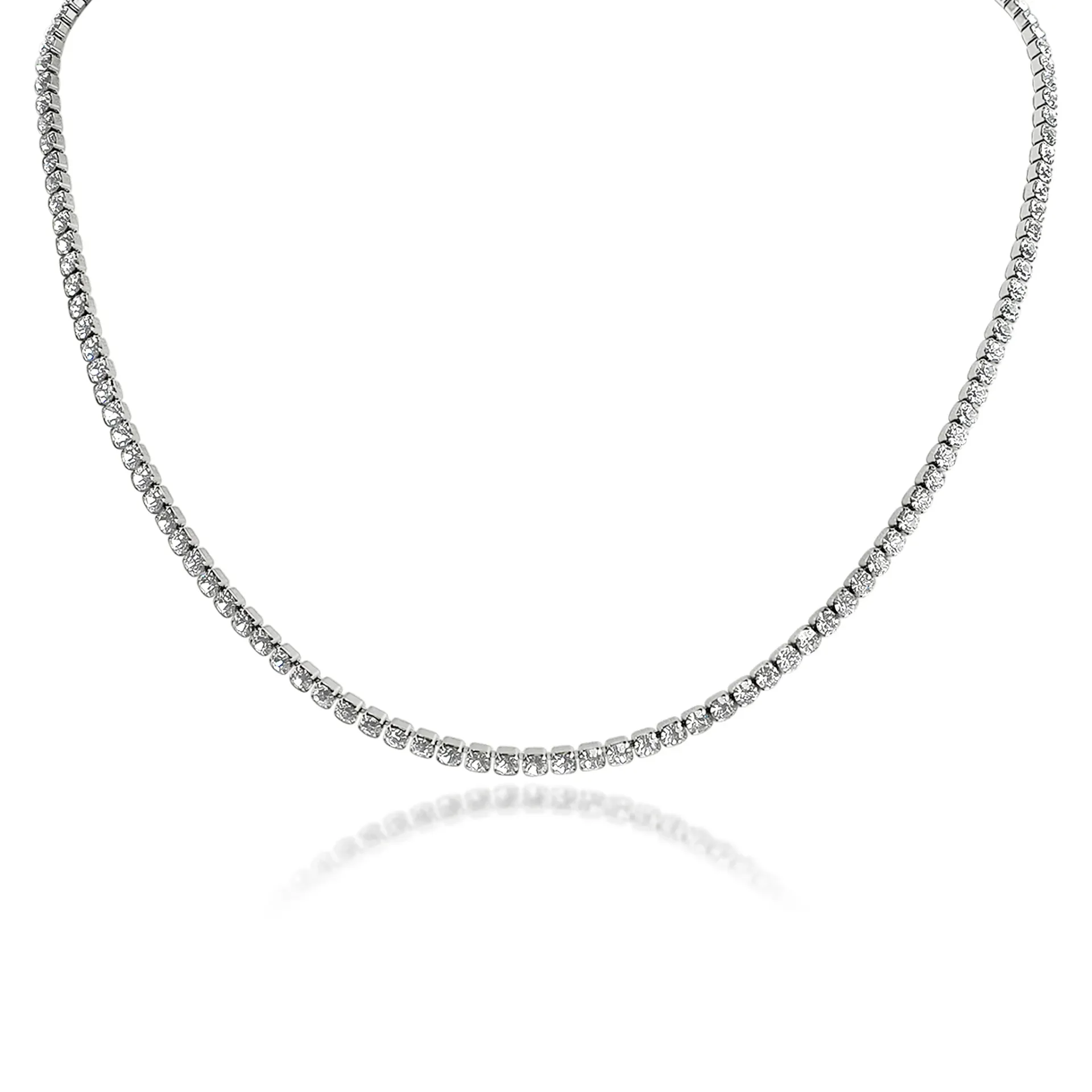 Stainless Steel CZ Tennis Chain Necklace / TNN0001 (16")